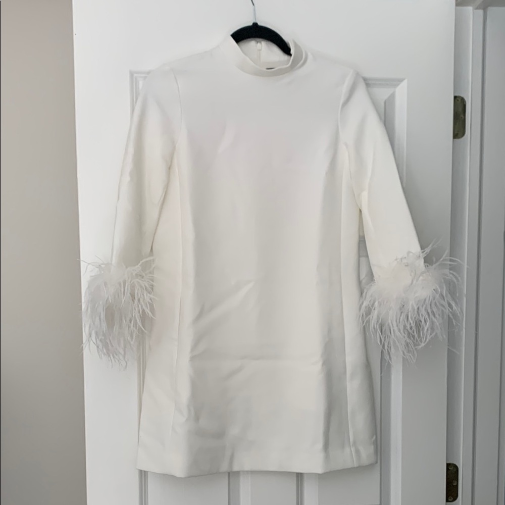 Tuckernuck white dress feather sleeves